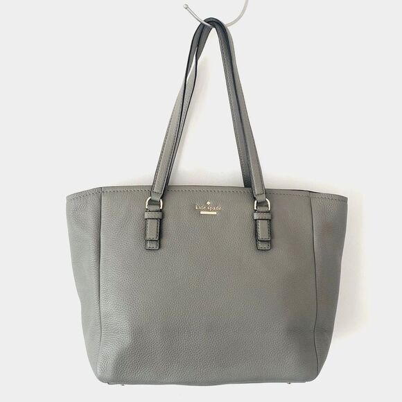 Kate Spade Jackson Street Denise in Gray Leather Large Tote NWOT Preppy Chic